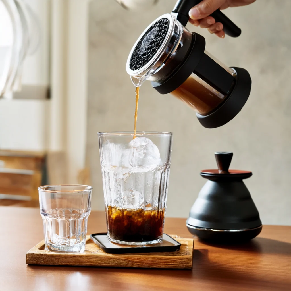 Refined AeroPress Japanese iced coffee setup