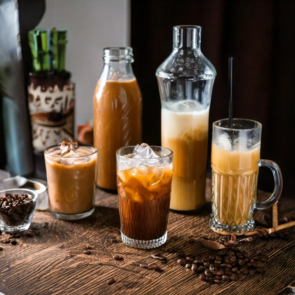A glass of Victor Allen’s Iced Coffee served with ice and toppings.