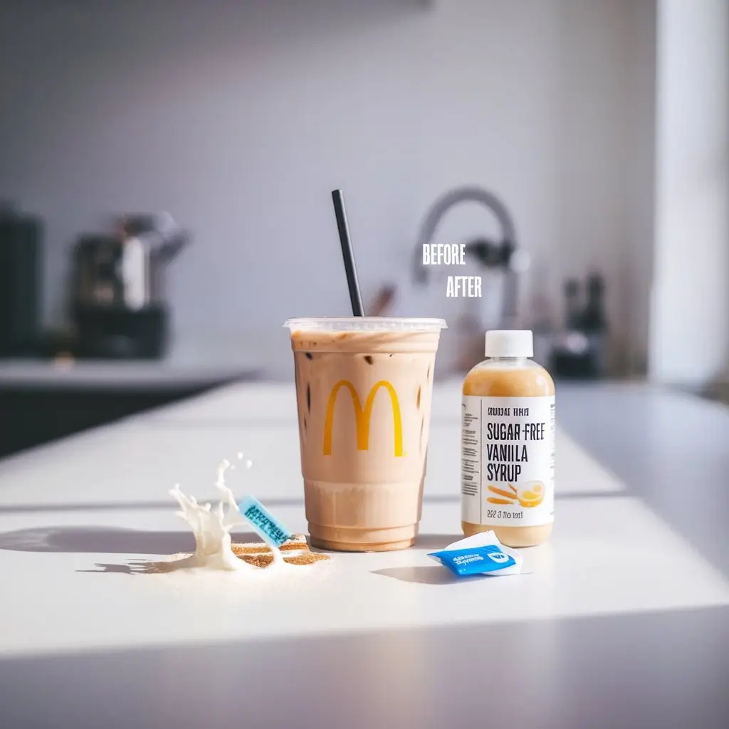 McDonald’s iced coffee with healthy ingredient alternatives and calorie comparison.