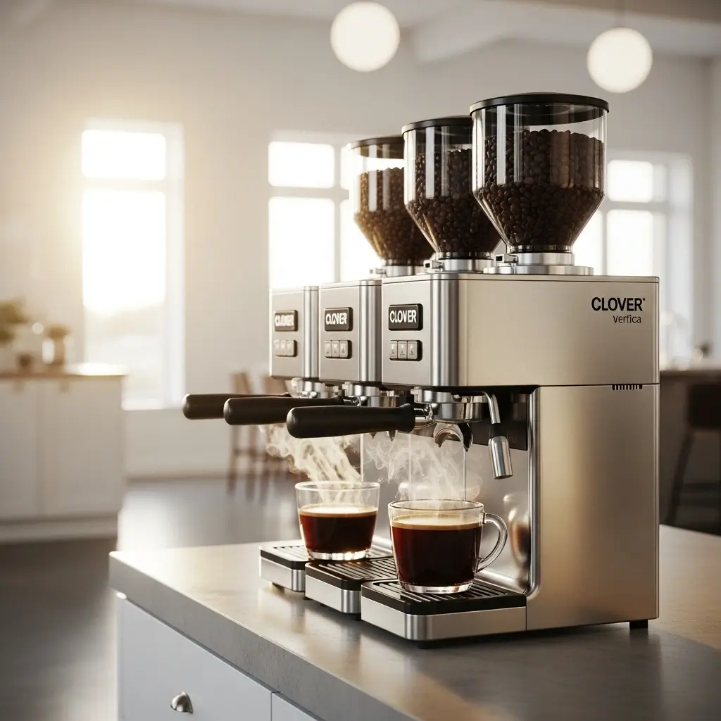 Clover Vertica coffee machine grinding beans and brewing a fresh cup