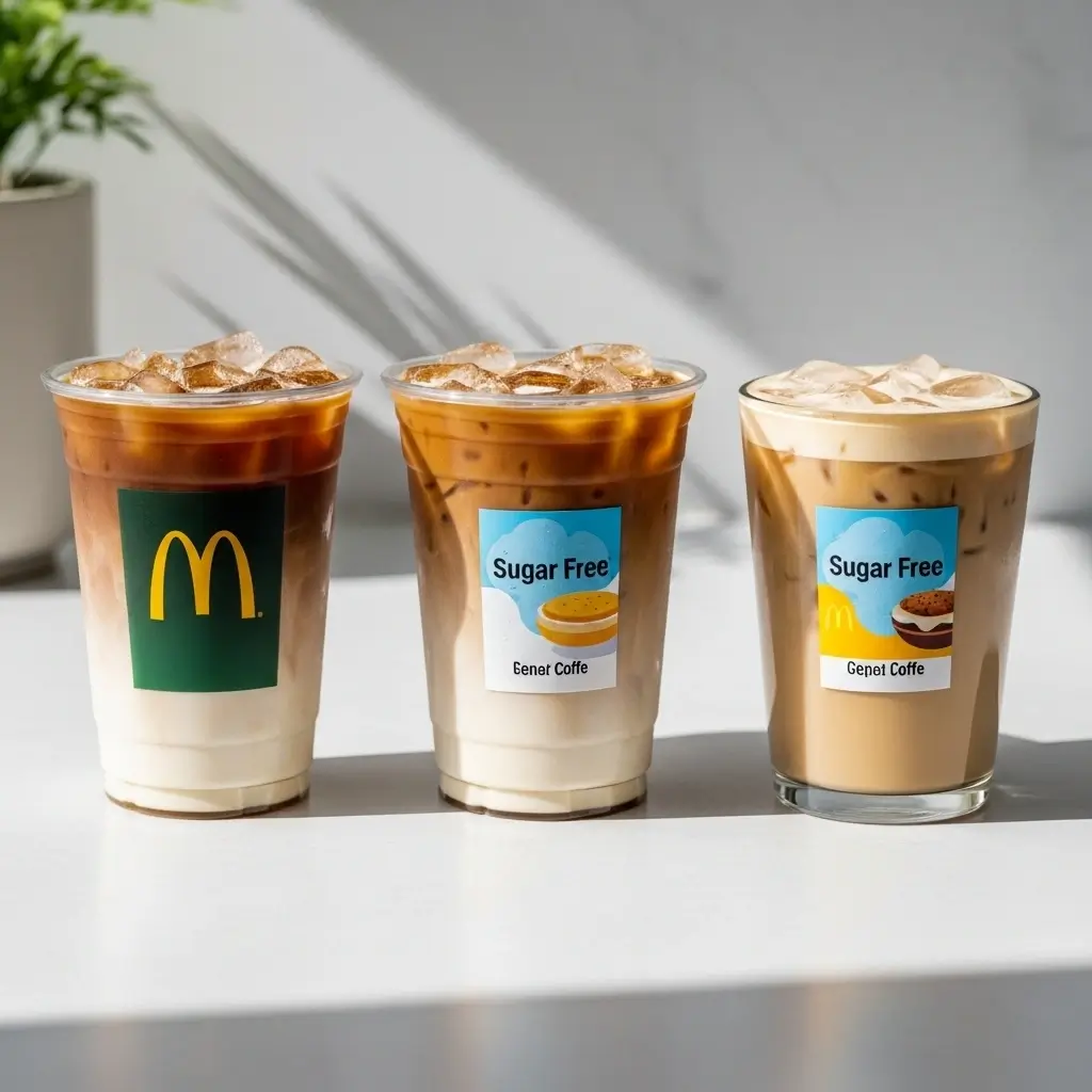 McDonald’s sugar-free iced coffee compared side-by-side with other iced coffee options.