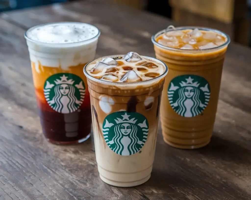 Three Starbucks-style Vietnamese iced coffees with unique twists like cold foam, coconut milk, and caramel.