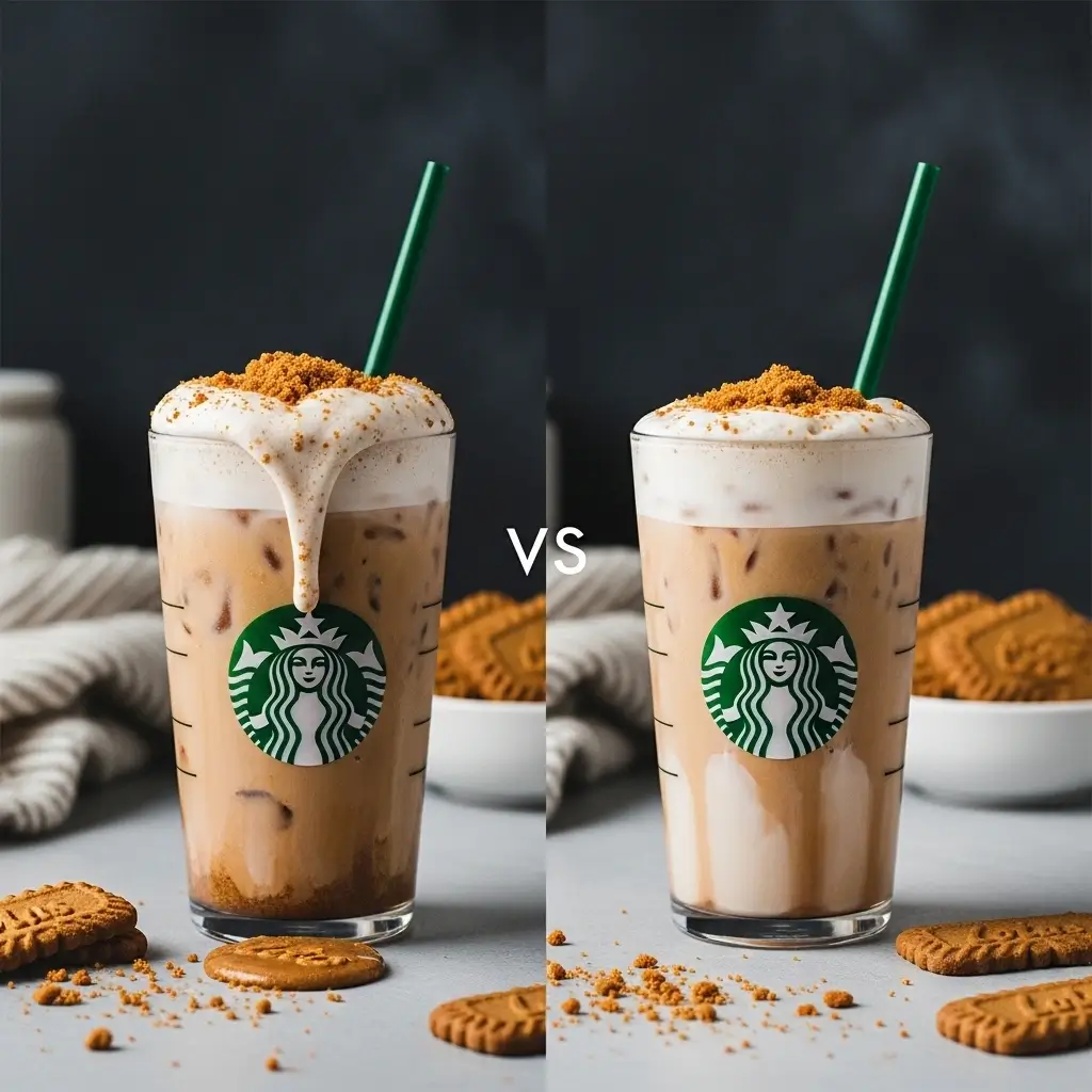 Homemade vs Starbucks cookie butter cold brew in a cozy taste test setup