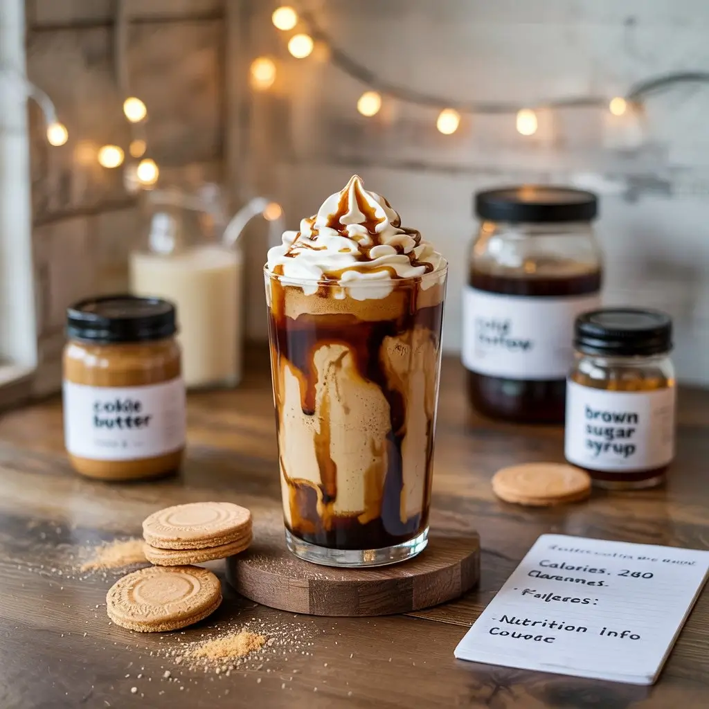 Cookie butter cold brew with ingredients and calorie breakdown