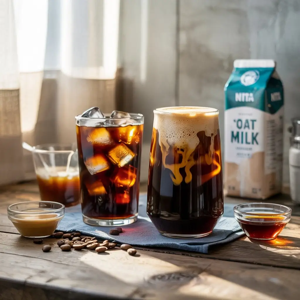 Comparison of taste, caffeine, and customization options between cold brew and nitro cold brew