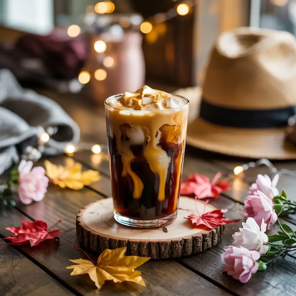 Salted caramel cold brew styled with elements from all four seasons.